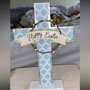 🤩3/$10 Happy Easter Blue Pastel Farmhouse Cross